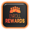 A button that says enroll rewards with an orange border.